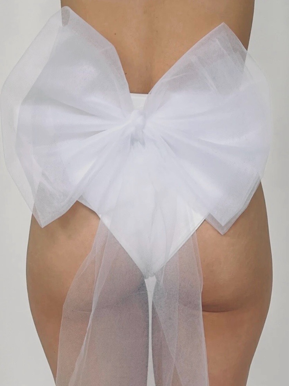 Bridal Swim White Tulle Bow Veil Accent Bottoms